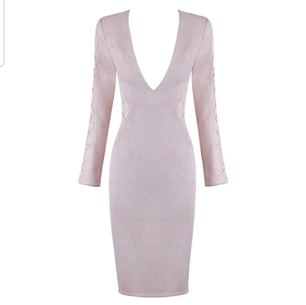 Pink Suede Bodycon Dress